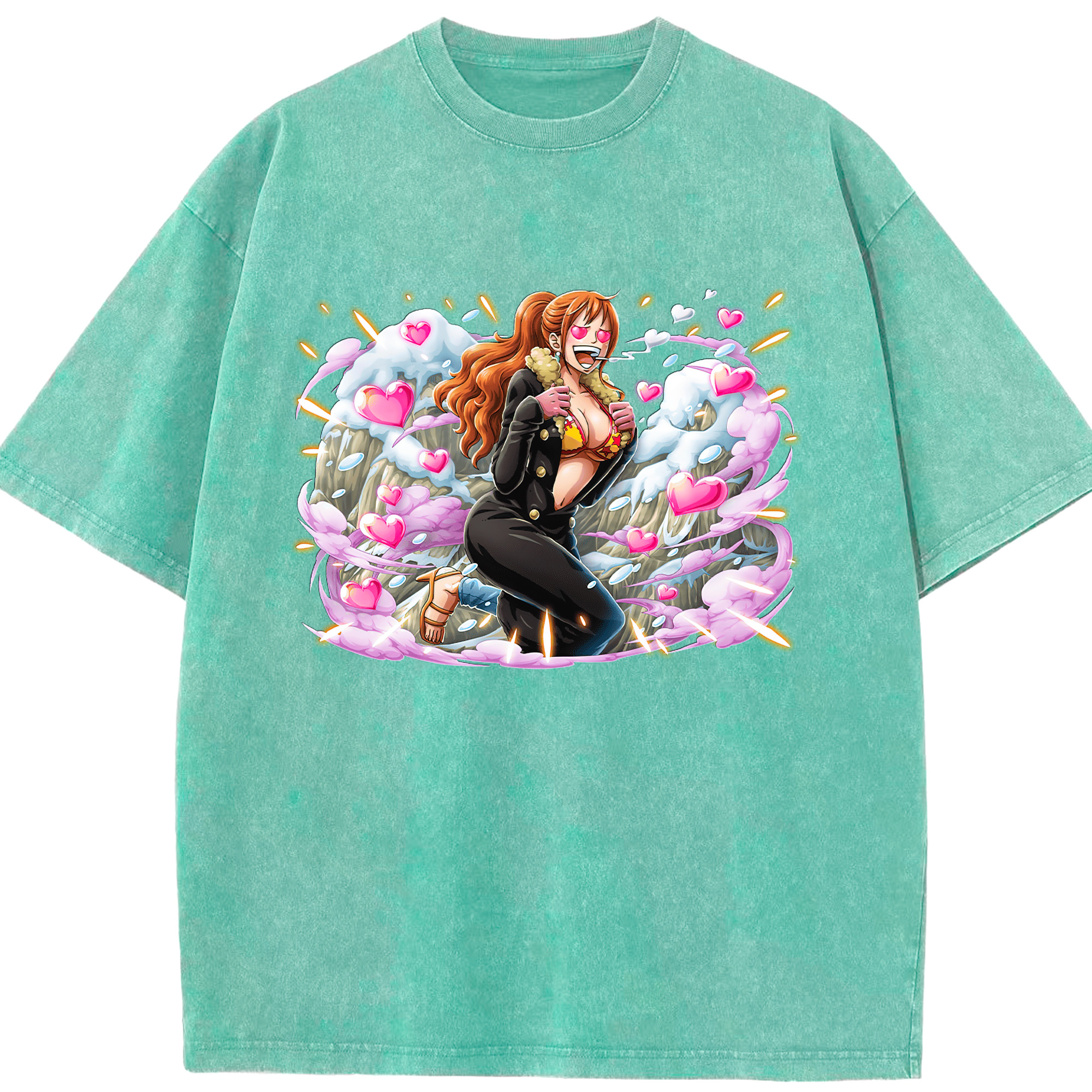 ワンピース ナミ ONE PIECE Nami 綿100% ヴィンテージ風 半袖Tシャツ（フロントプリント）